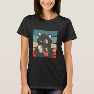 Schwarze Katze Monokel Katze lesend Kaffee Liebhab T-Shirt