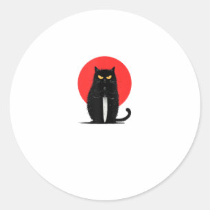 Schwarze Katze Mörder Serienmörder Halloween Graph Runder Aufkleber