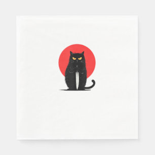 Schwarze Katze Mörder Serienmörder Halloween Graph Serviette