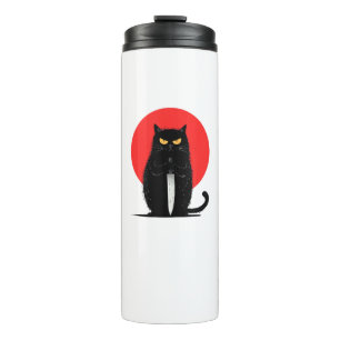 Schwarze Katze Mörder Serienmörder Halloween Graph Thermosbecher
