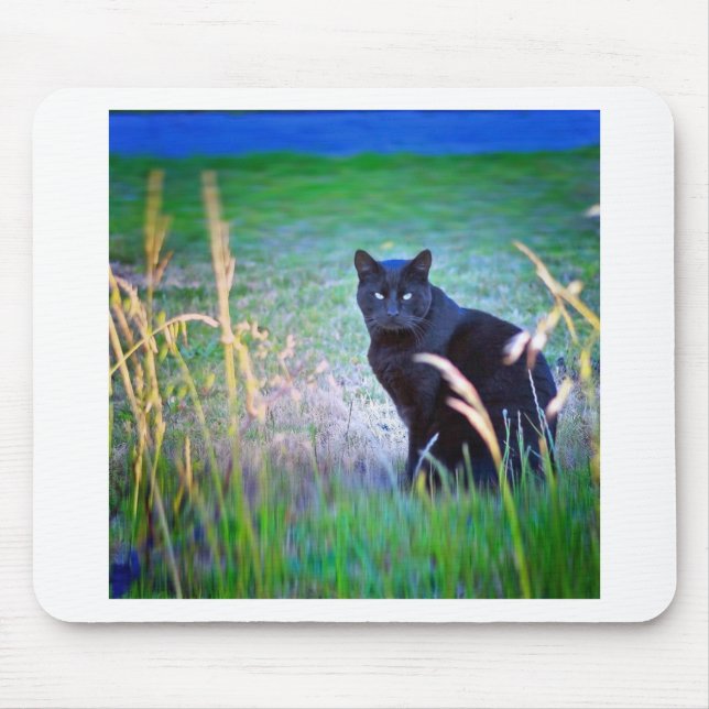 Schwarze Katze Mousepad (Vorne)