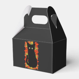 Schwarze Katze, Muster der Herbstblätter, Hallowee Geschenkschachtel