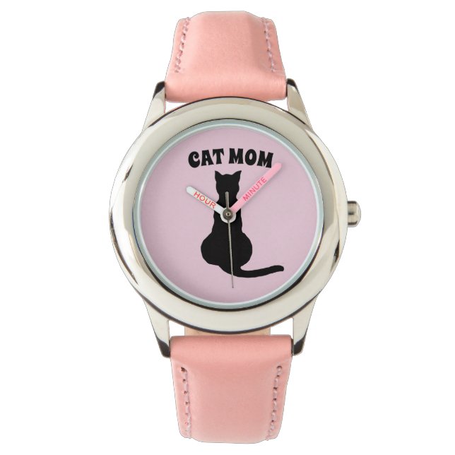 SCHWARZE KATZE MUTTER ARMBANDUHR VALENTINSTAG (Vorderseite)