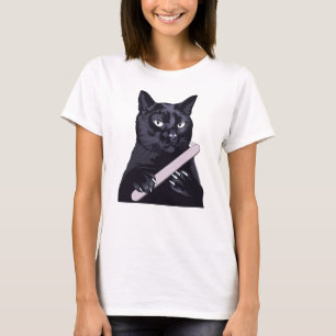 Schwarze Katze Nagelfeile Maniküre Lustige Freche T-Shirt