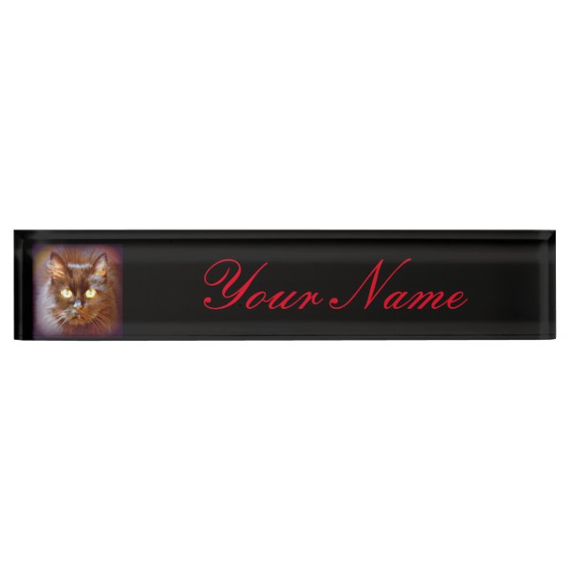 Schwarze Katze Namensplakette (Vorderseite)