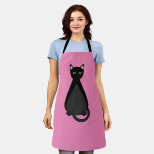 SCHWARZE KATZE niedliche Mama KÜCHE SCHÜRZE