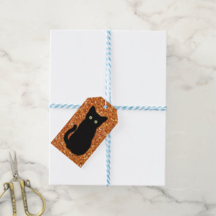 Schwarze Katze, niedliches Kätzchen, glitzernder o Geschenkanhänger
