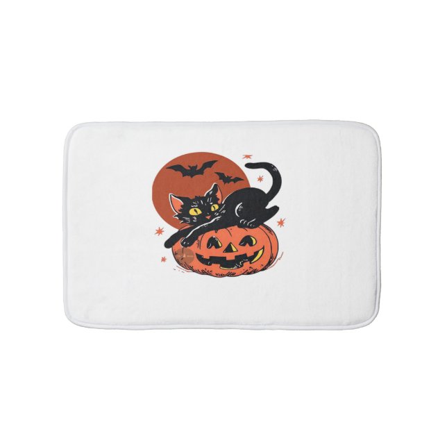 Schwarze Katze, nostalgischer Halloween-klassische Badematte (Vorderseite)