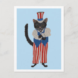 Schwarze Katze Onkel Sam Einladungspostkarte