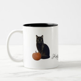 Schwarze Katze Orange Pumpkins glückliches Hallowe Zweifarbige Tasse