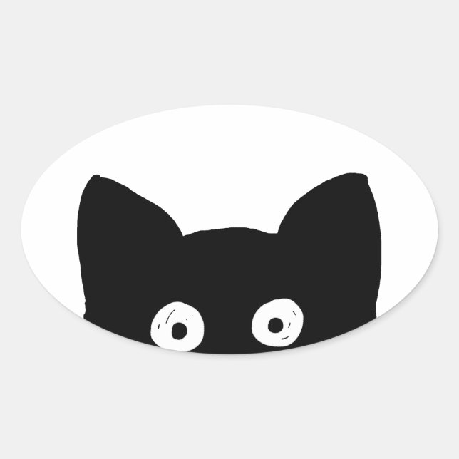 Schwarze Katze Ovaler Aufkleber (Vorderseite)