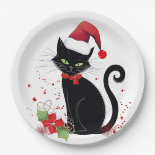 Schwarze Katze Pappteller