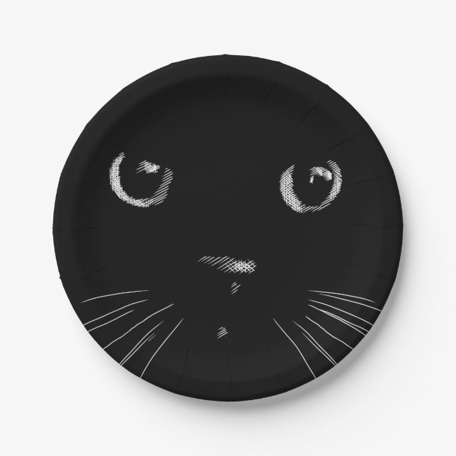 Schwarze Katze  Pappteller (Vorderseite)
