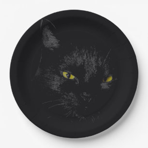 Schwarze Katze Pappteller