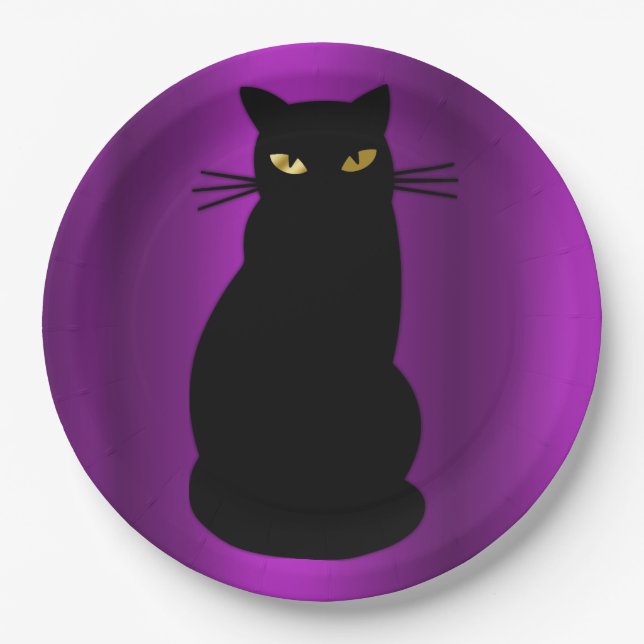 Schwarze Katze Pappteller (Vorderseite)