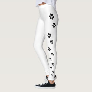 Schwarze Katze Pfoten auf Weiß Leggings