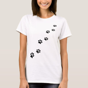 Schwarze Katze Pfoten auf Weiß T-Shirt