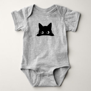 Schwarze Katze Pinkeln Niedliche Halloween Herbstk Baby Strampler