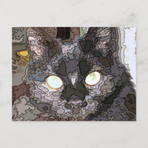 Schwarze Katze Pop Art Postkarte