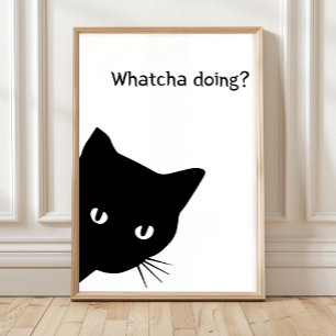 Schwarze Katze Poster, Lustige Poster, Lustige Wan Poster