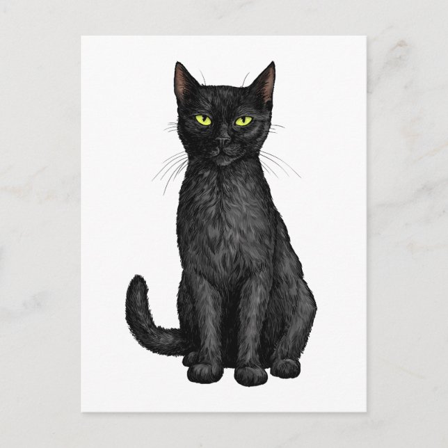 Schwarze Katze Postkarte (Vorderseite)