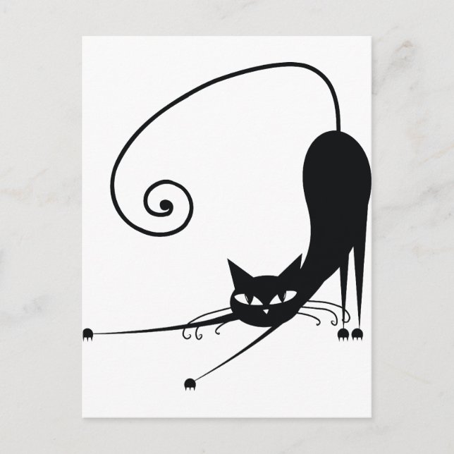 Schwarze Katze Postkarte (Vorderseite)