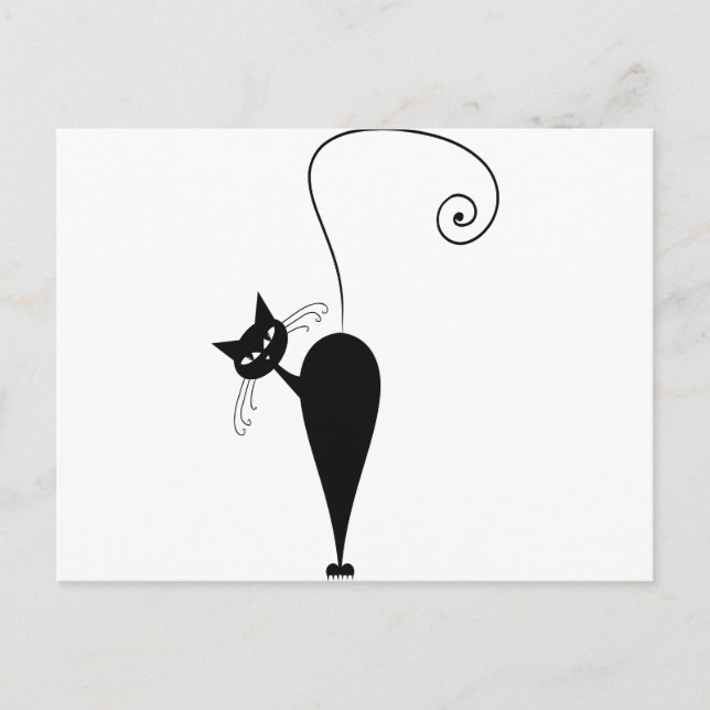 Schwarze Katze Postkarte (Vorderseite)