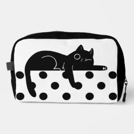 Schwarze Katze Punkte Druck Nähen Kulturbeutel Waschbeutel