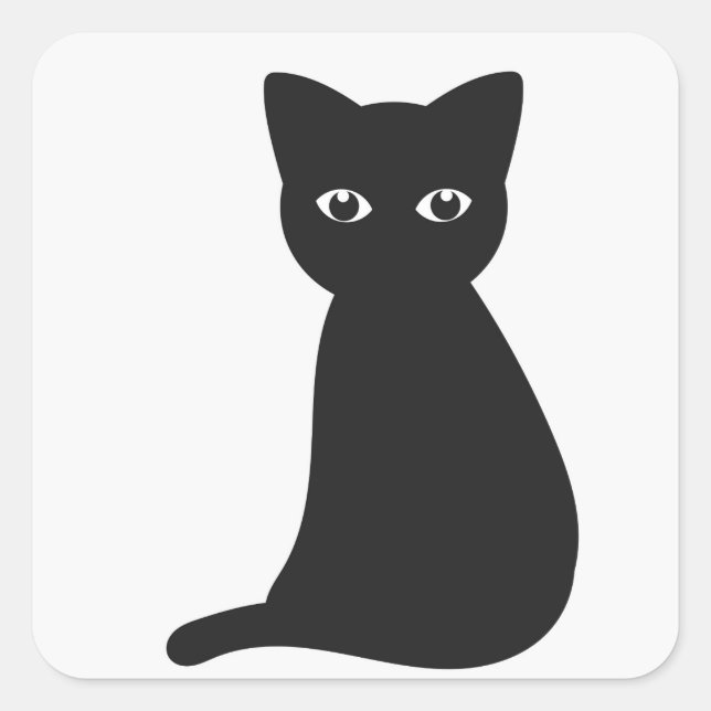 Schwarze Katze Quadratischer Aufkleber (Vorderseite)