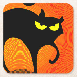 Schwarze Katze Rechteckiger Pappuntersetzer