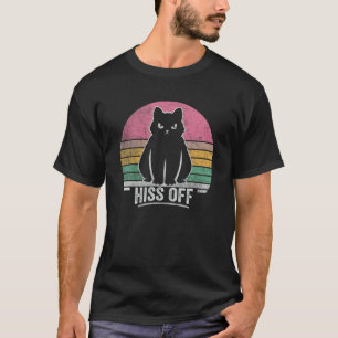 Schwarze Katze Retro Vintage Zischen Aus Miauen Ka T-Shirt