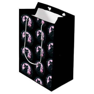 Schwarze Katze Rosa Vollmond Himmelszelt Schwarz H Mittlere Geschenktüte