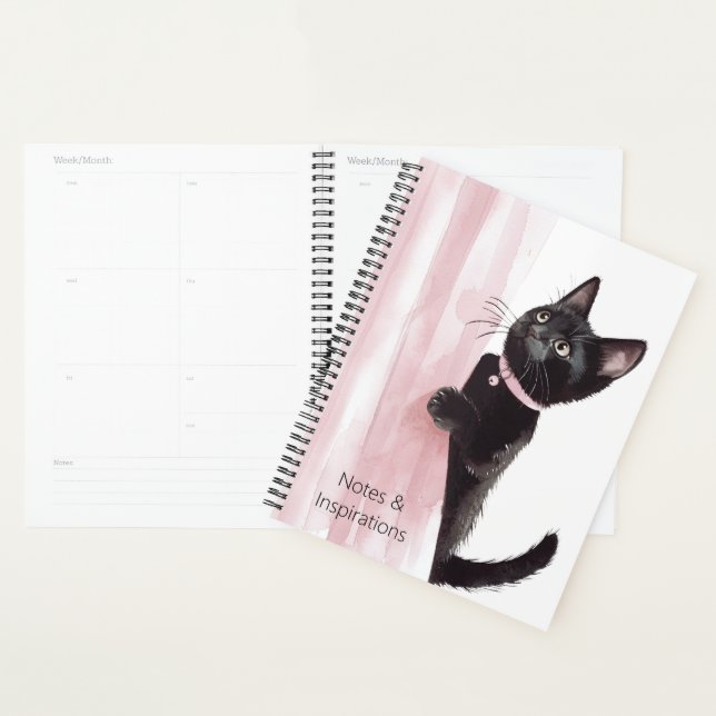 Schwarze Katze Rosa Vorhang Planer (Anzeige)