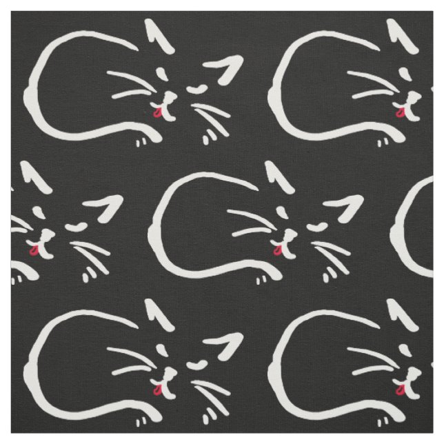 Schwarze Katze, rote Zunge Stoff (Muster)
