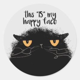 Schwarze Katze Runder Aufkleber