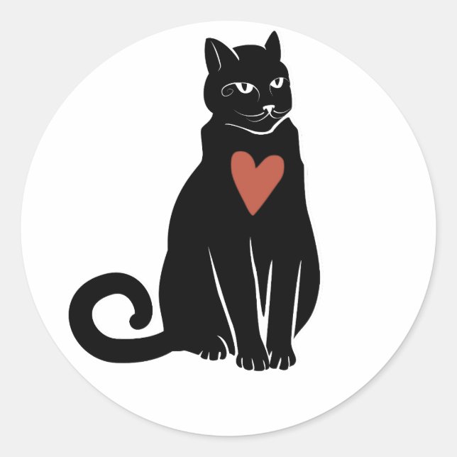 Schwarze Katze Runder Aufkleber (Vorderseite)