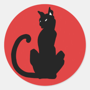 Schwarze Katze Runder Aufkleber