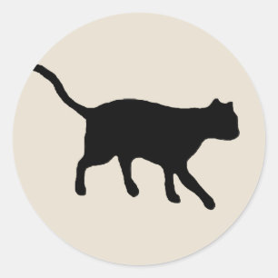 Schwarze Katze Runder Aufkleber