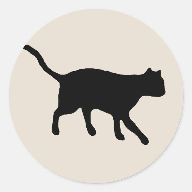 Schwarze Katze Runder Aufkleber (Vorderseite)