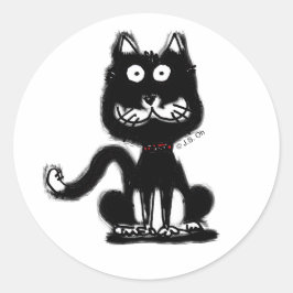 Schwarze Katze Runder Aufkleber