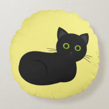 Schwarze Katze Rundkissen