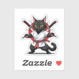 Schwarze Katze Samurai Aufkleber