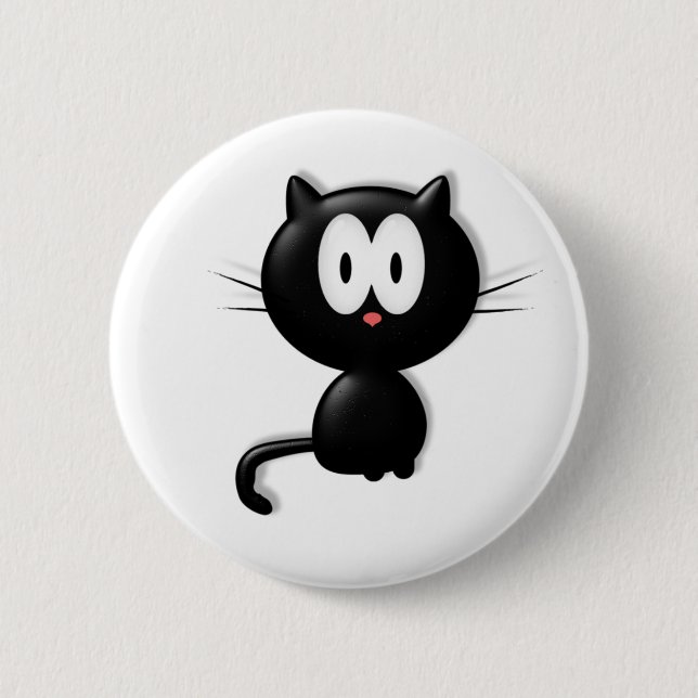 Schwarze Katze Scardy Katzen-Halloween-Geschenk Button (Vorderseite)