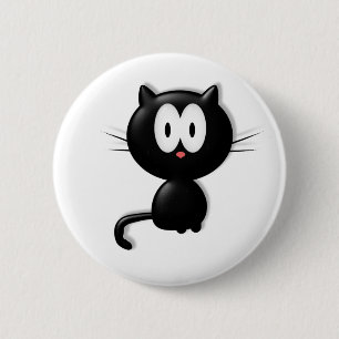 Schwarze Katze Scardy Katzen-Halloween-Geschenk Button