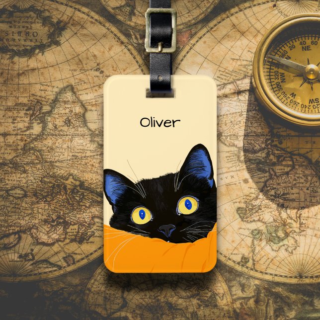 Schwarze Katze schaut hervor Gepäckanhänger (Von Creator hochgeladen)