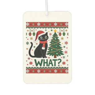 Schwarze Katze schiebt Weihnachtsbaum Lustige Katz Autolufterfrischer