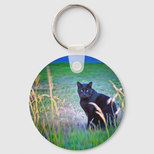Schwarze Katze Schlüsselanhänger (Vorderseite)