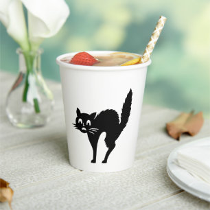 Schwarze Katze, schwarz und weiß, niedliches Party Pappbecher
