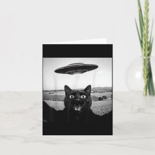 Schwarze Katze Selfie Ufo Alien Lustige Geschenke  Karte