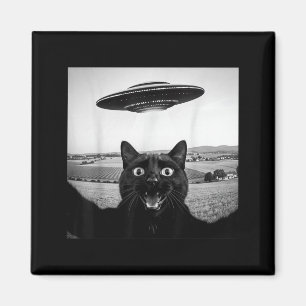 Schwarze Katze Selfie Ufo Alien Lustige Geschenke  Magnet